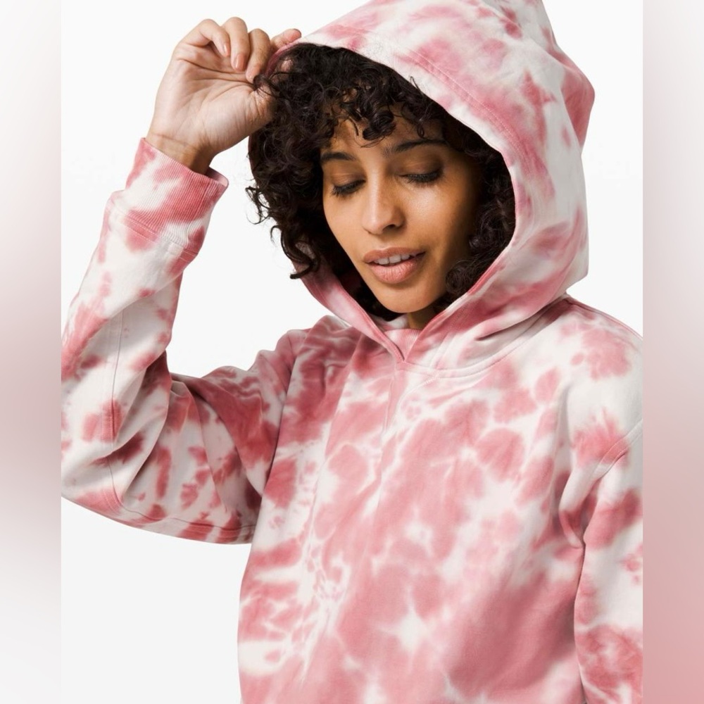 Lululemon All Yours Hoodie Tie Dye Fleece Pink White Tie-Dye Sweater Pullover 10